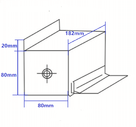 Tekening RVS rolafdekking 150 x 1250mm